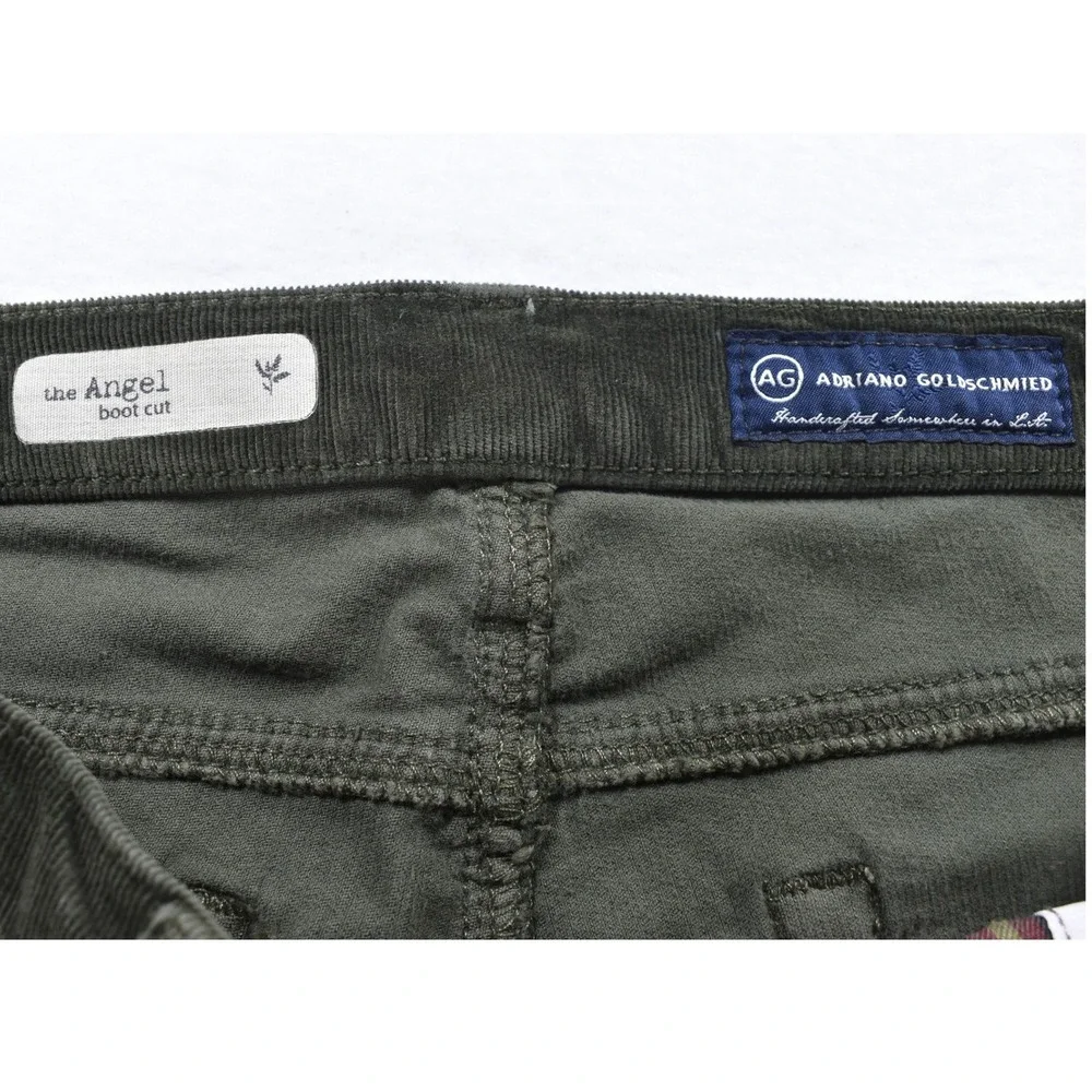 AG Adriano Goldschmied The Angel Bootcut Corduroy Pants Green 27R Made in USA